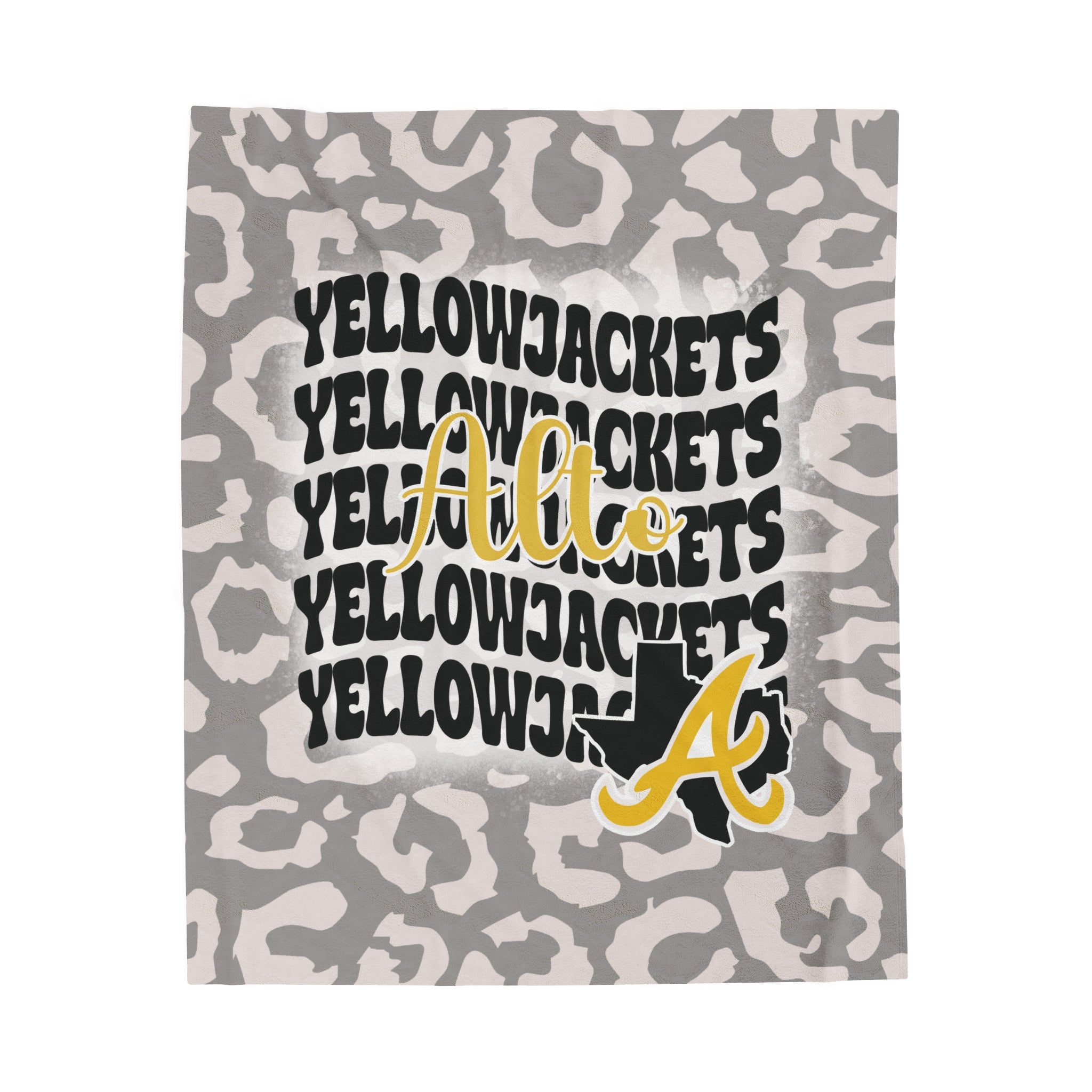 School Spirit Blanket | ALTO YELLOWJACKETS | STACKED GRAY LEOPARD