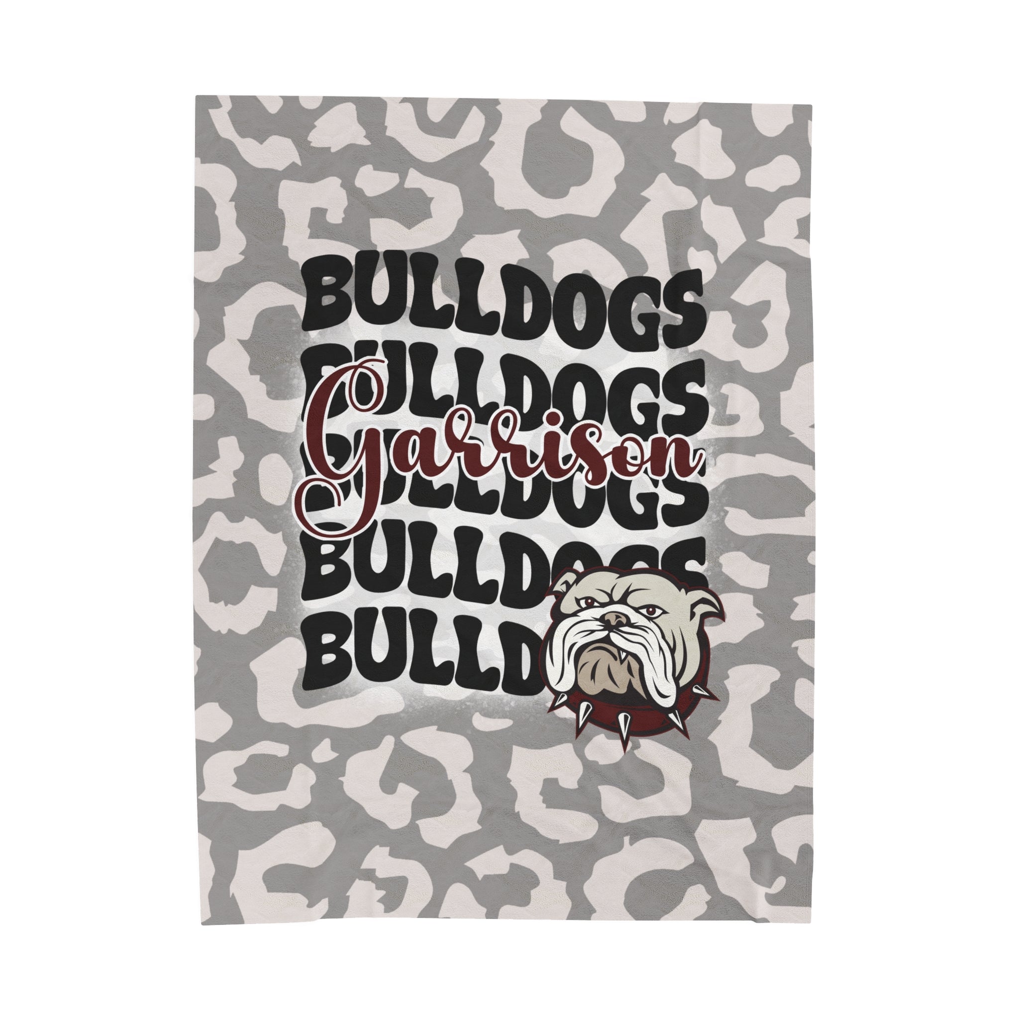 School Spirit Blanket | GARRISON BULLDOGS | STACKED GRAY LEOPARD