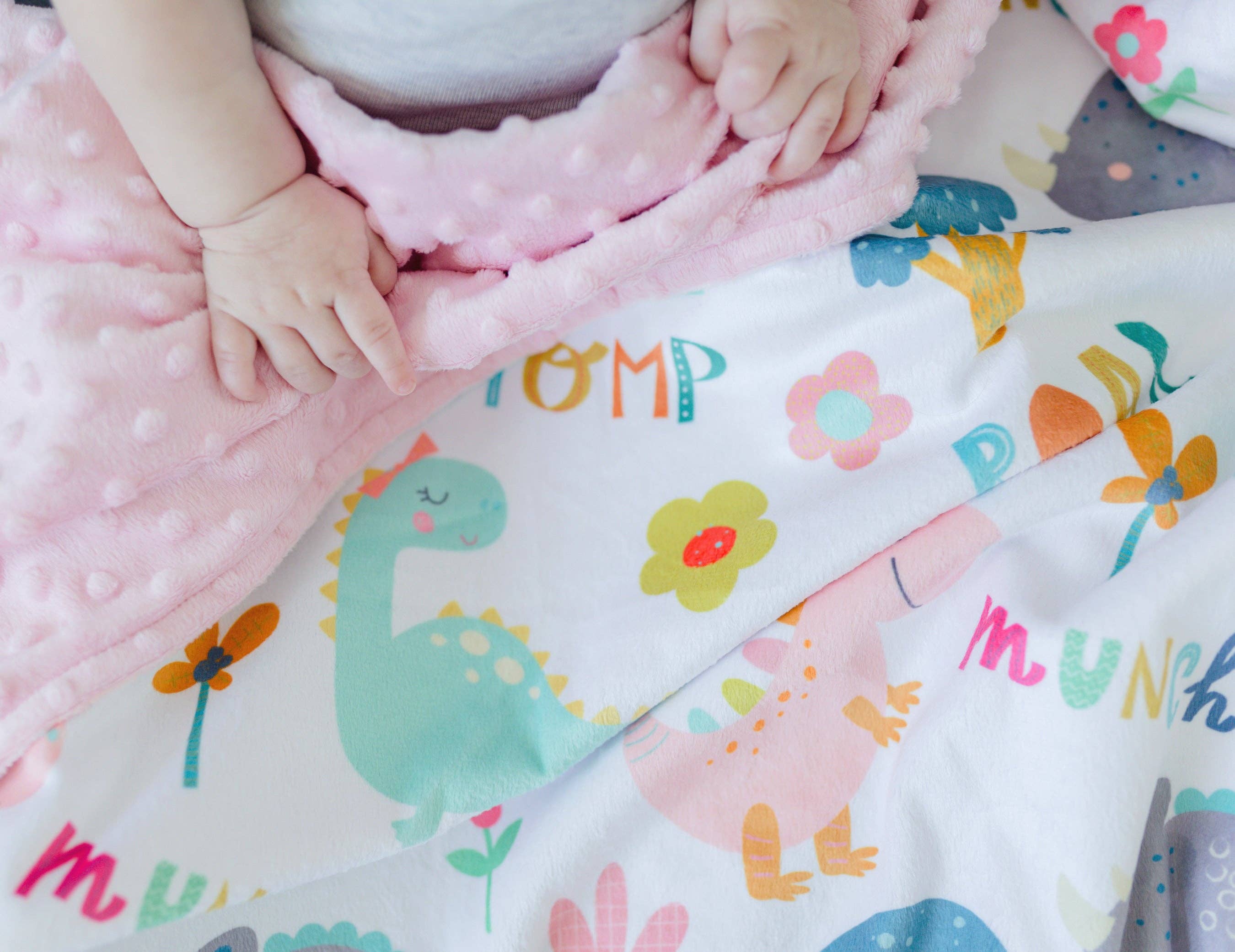 Baby & Toddler Minky Blanket - Dinoland Pink