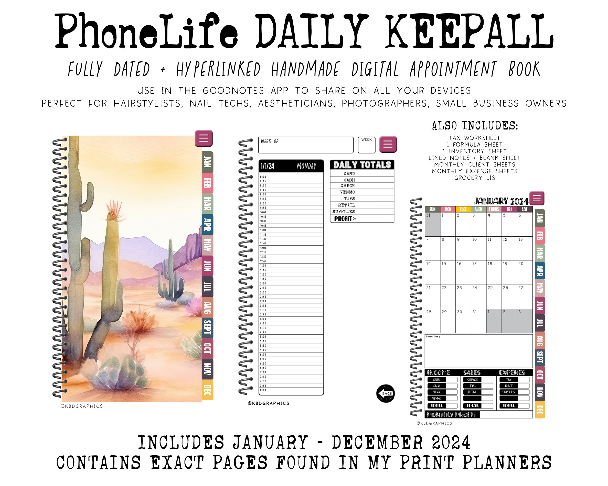 2024 PhoneLife Daily Keepall Digital Planner | BOHO DESERT