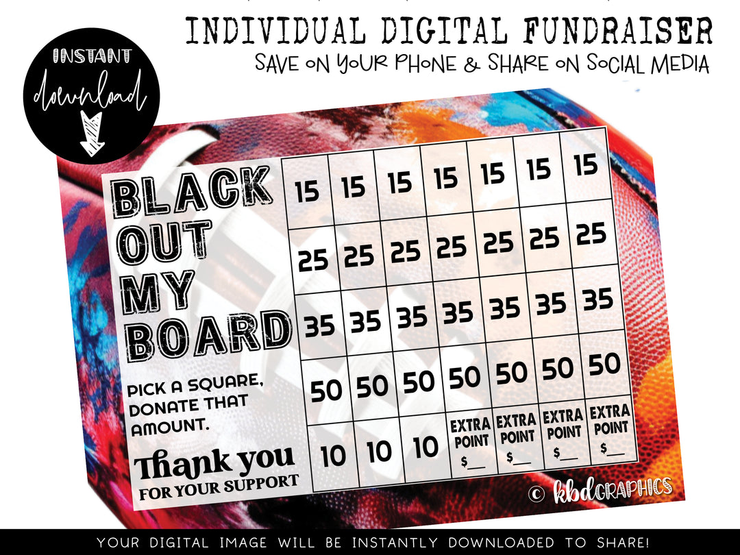 Football Digital Fundraiser - INSTANT DOWNLOAD - COLORFUL FOOTBALL