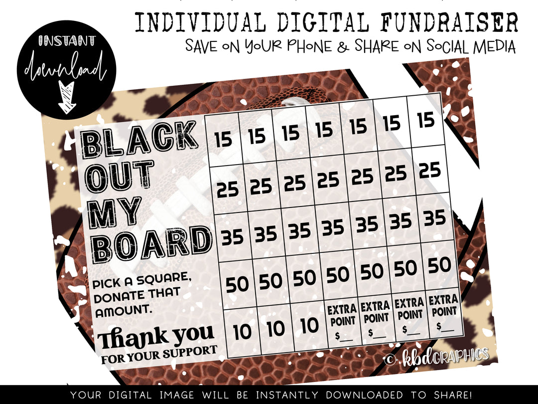 Football Digital Fundraiser - INSTANT DOWNLOAD - LEOPARD FOOTBALL