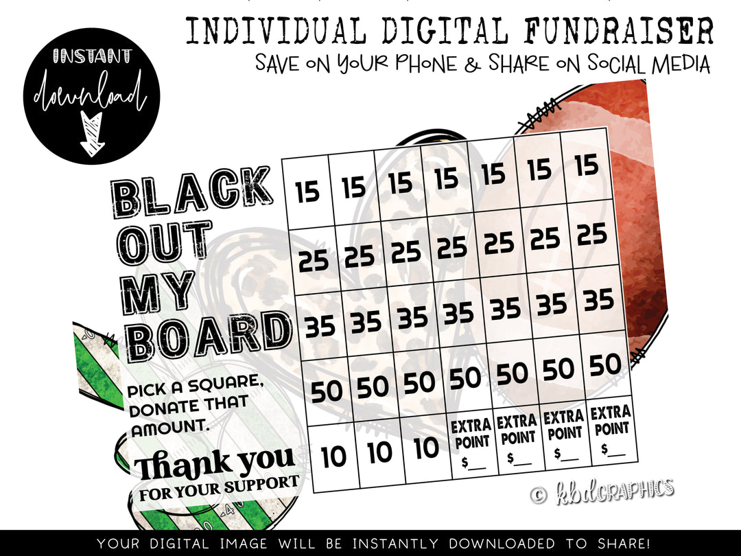 Football Digital Fundraiser - INSTANT DOWNLOAD - PEACE LOVE FOOTBALL