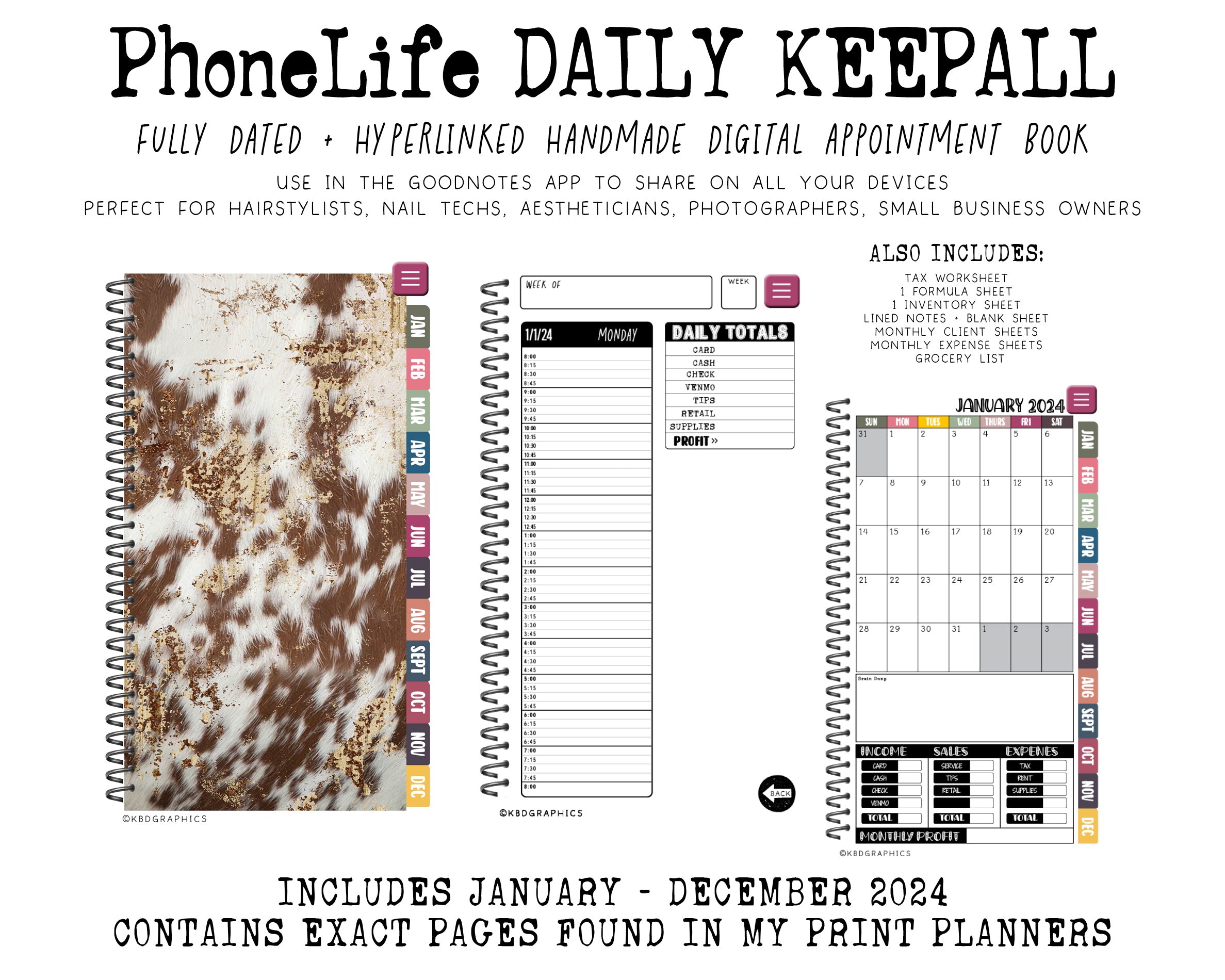 2024 PhoneLife Daily Keepall Digital Planner | DSG RUSTIC LEOPARD