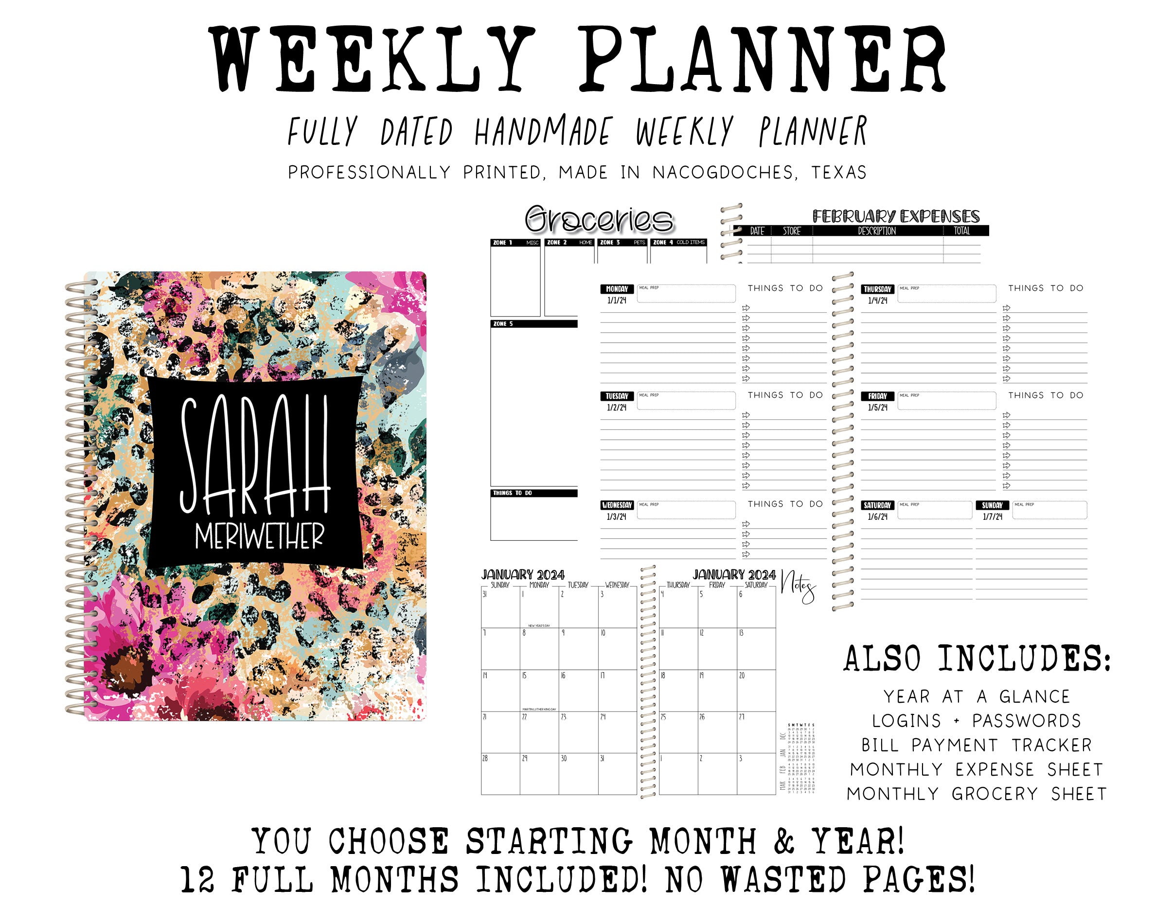 2024 Printed Weekly Planner - EXOTICA