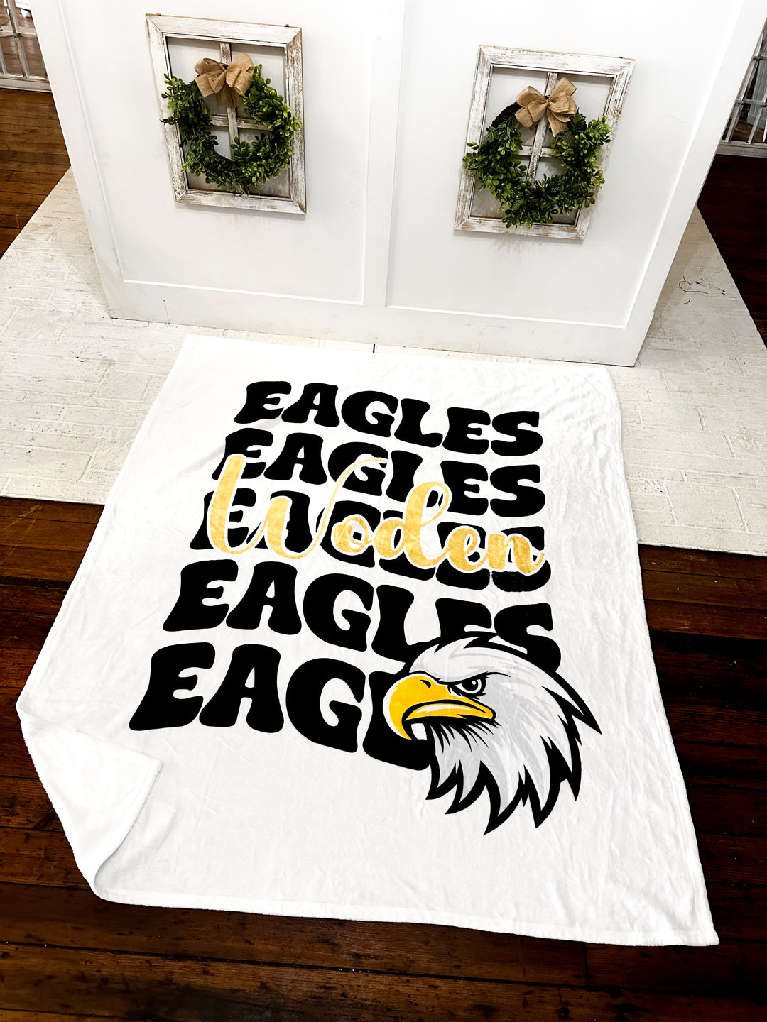 50X60" School Spirit Blanket | WHITE WODEN EAGLES