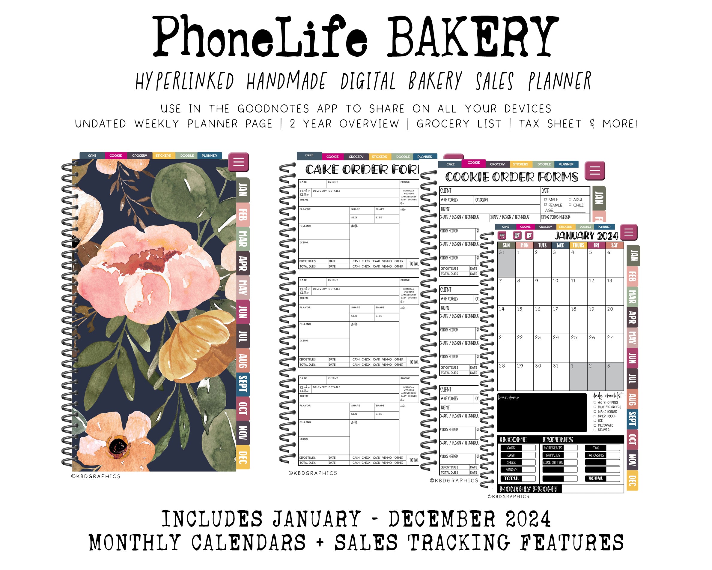 2024 PhoneLife Bakery - NAVY CHARLOTTE FLORAL