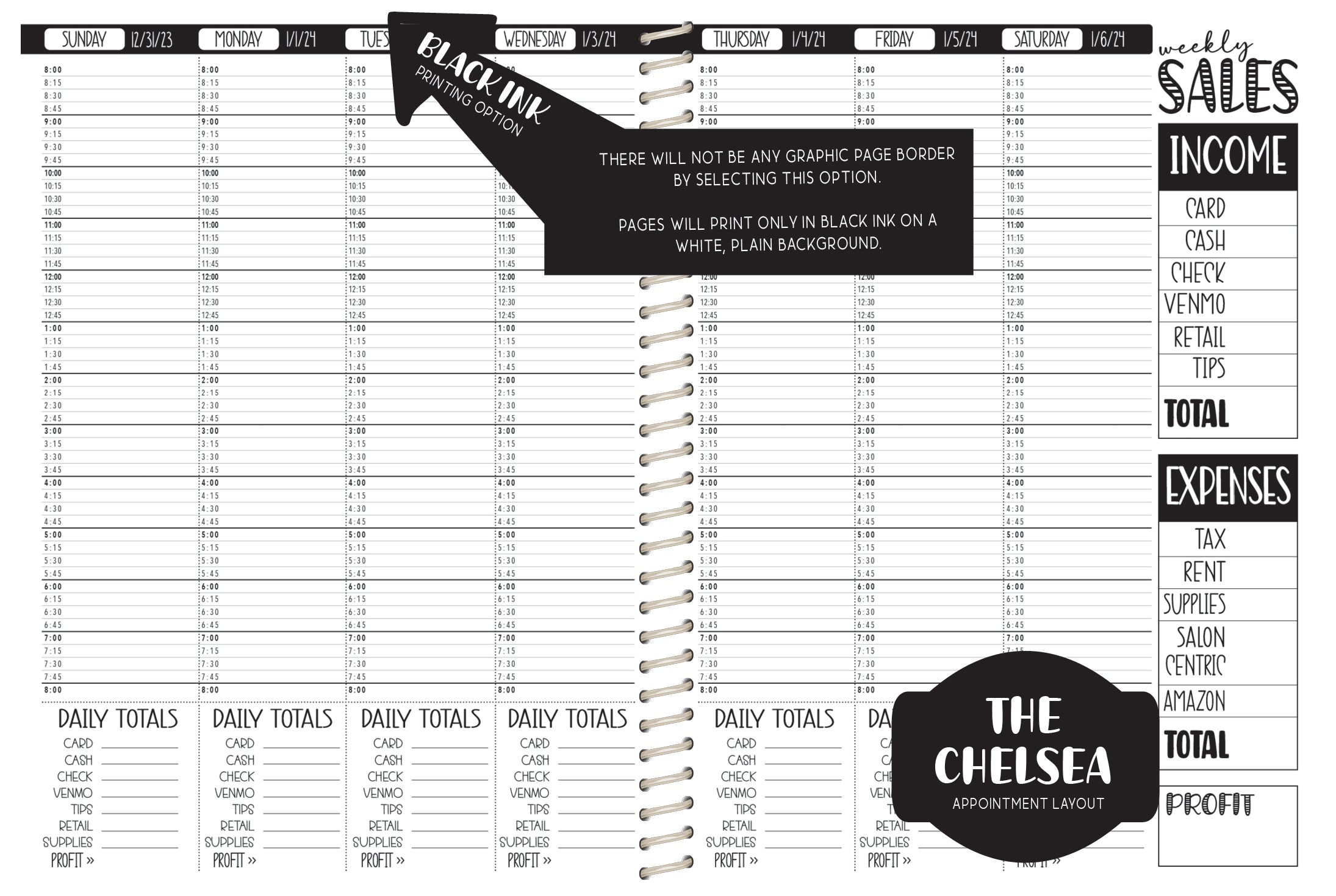 The Chelsea Appointment Book - BLACK COWHIDE AZTEC