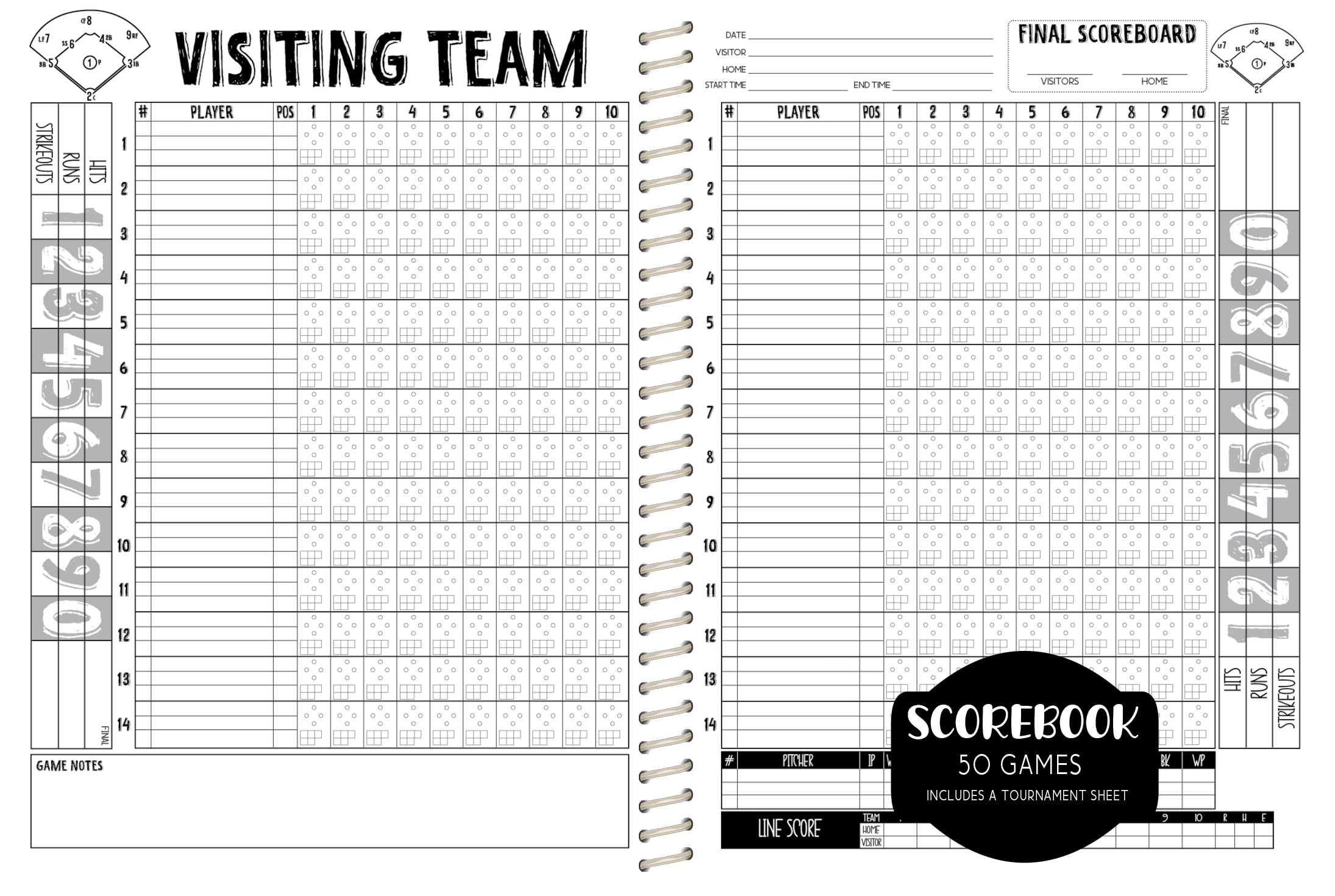 Baseball Scorebook  -  CUSTOM DESIGN
