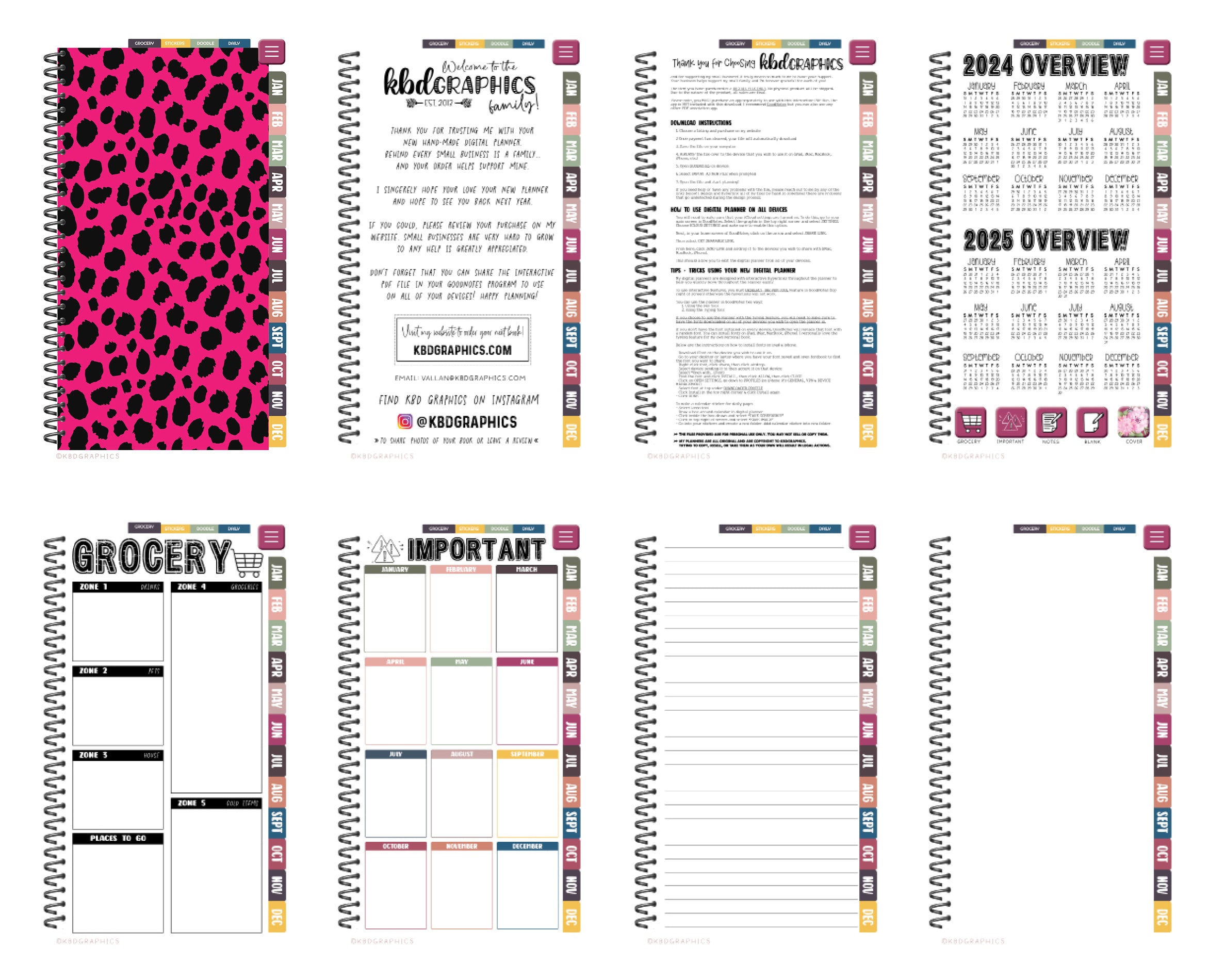 2024 PhoneLife Simple Calendar Digital Planner - PINK BLACK DOTS