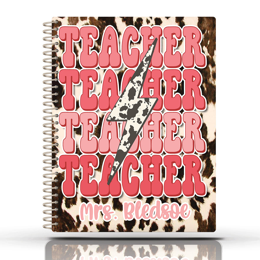Reading/Writing Teacher Planner -  PINK TEACHER COWHIDE