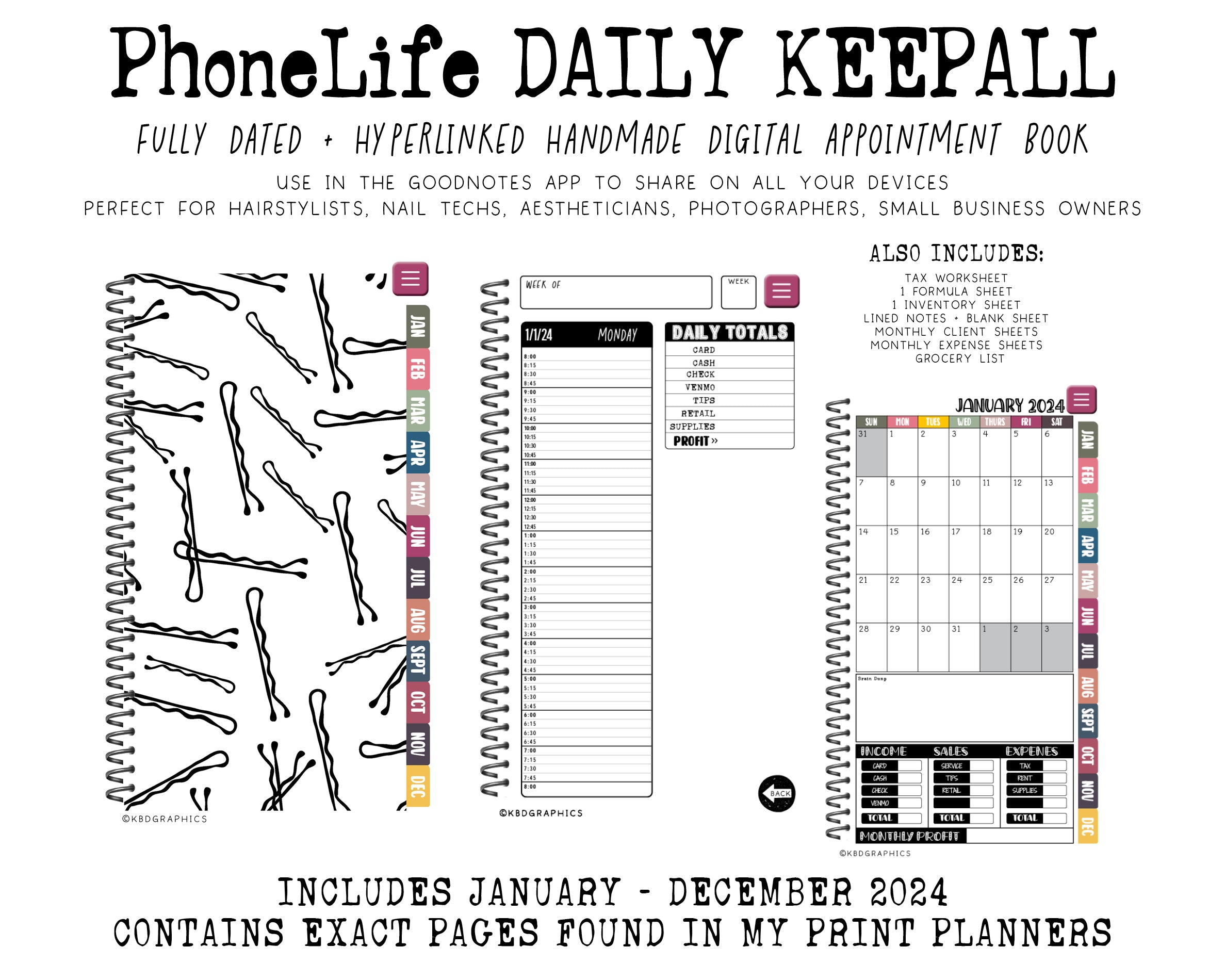 2024 PhoneLife Daily Keepall Digital Planner | BOBBY PIN