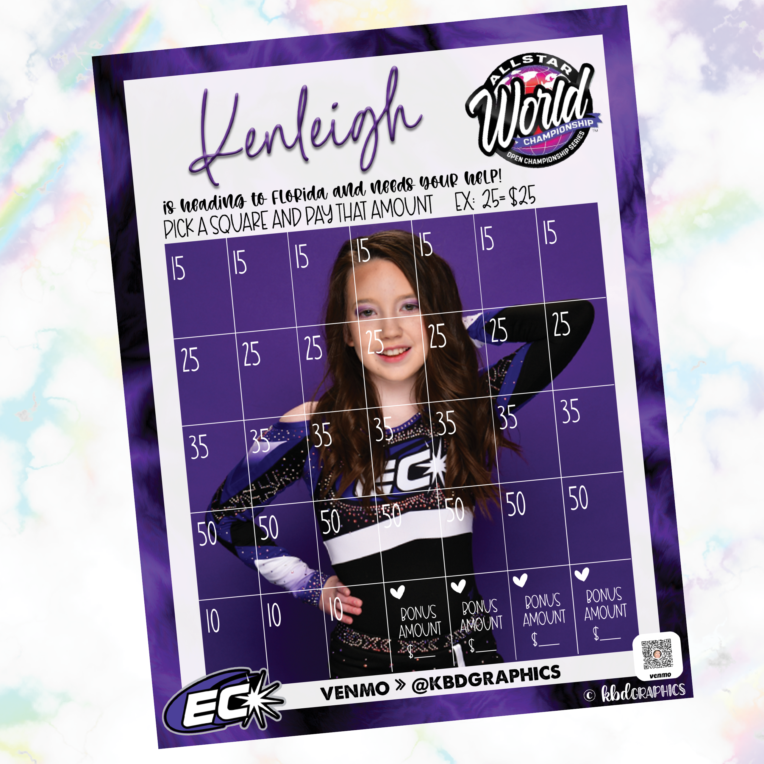 ASW Personalized Individual Cheer Fundraiser Calendar - PURPLE – kbdgraphics