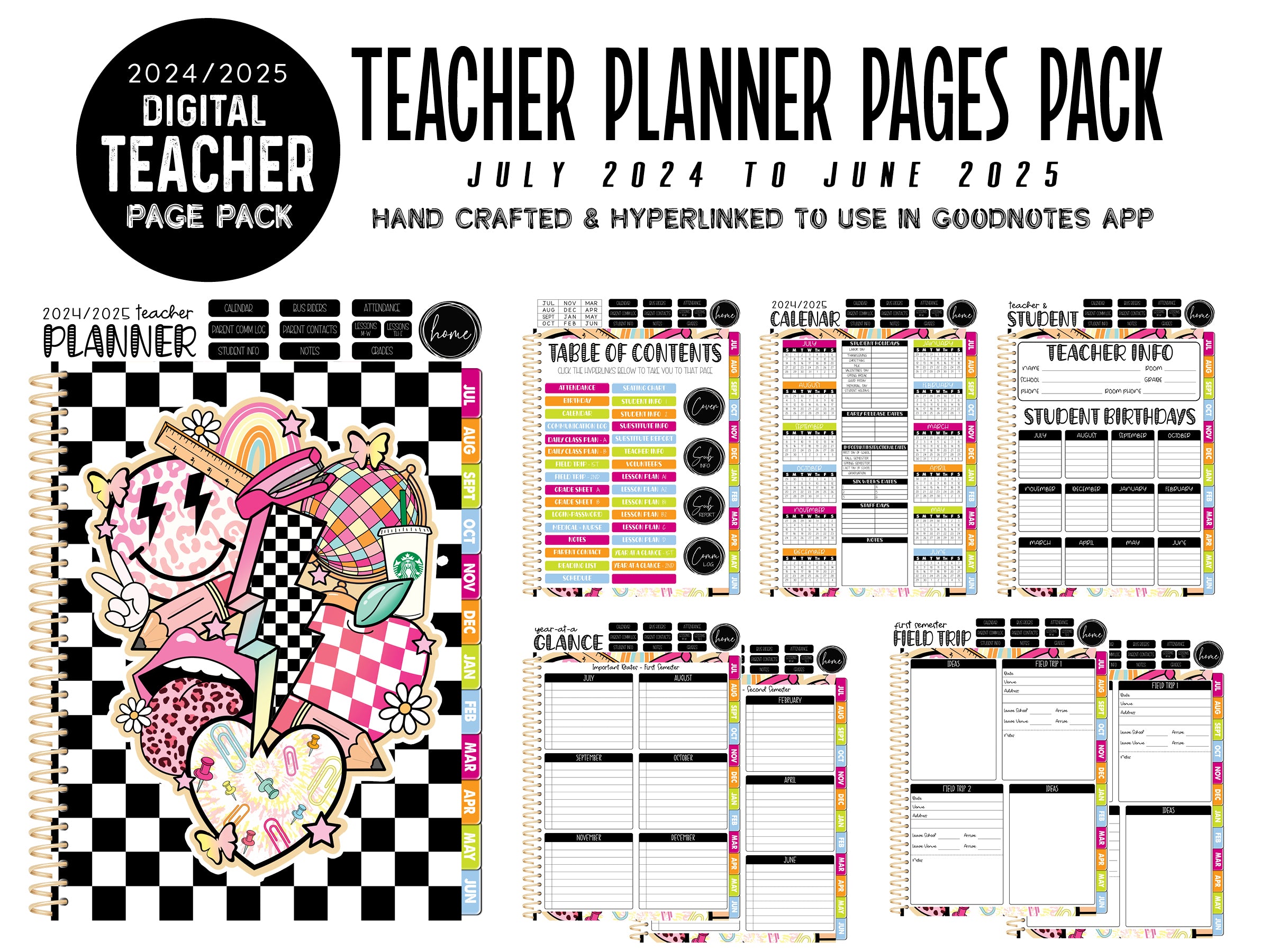 2024 2025 Digital Teacher Page Pack | AZ RETRO TEACHER