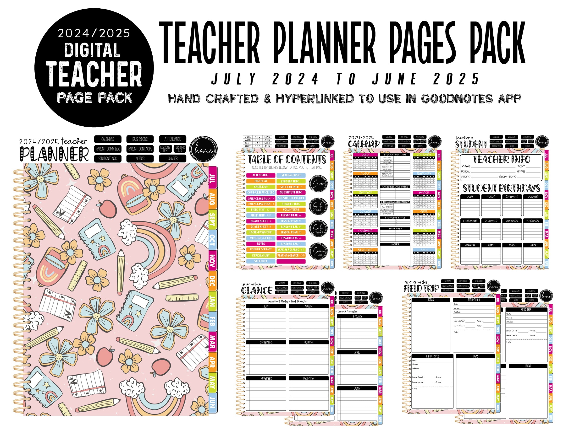 2024 2025 Digital Teacher Page Pack | TEACHER COLLAGE