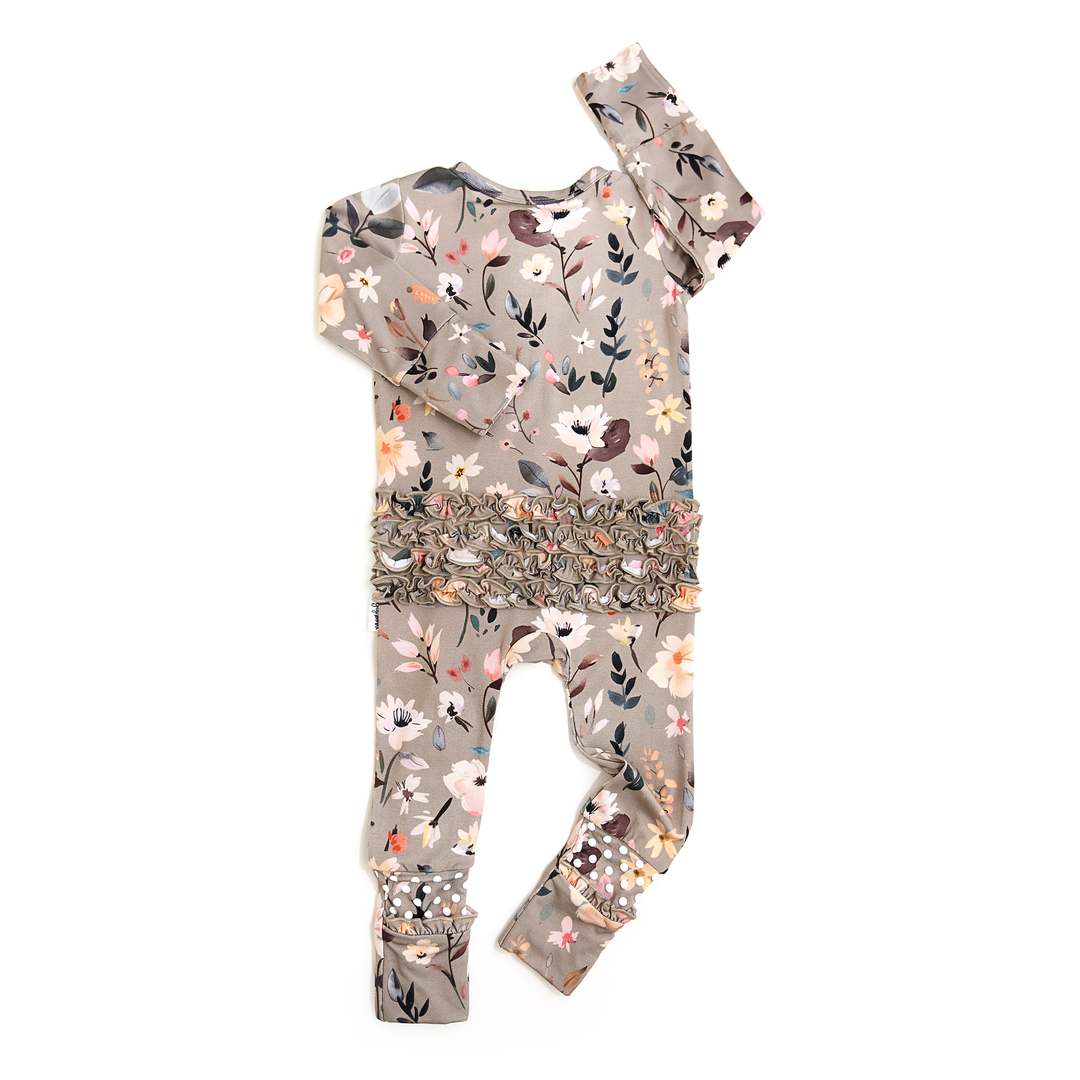 Gigi & Max Newborn Ruffle Zip Bamboo Onesie - TATUM