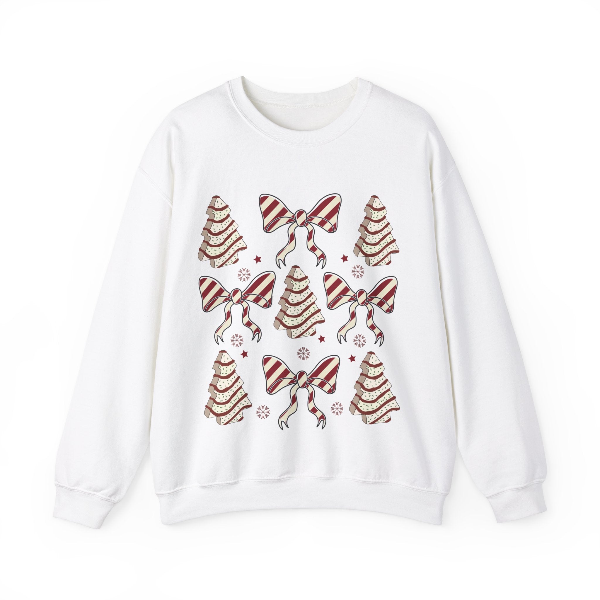 Gildan Cozy Christmas Crewneck Sweatshirt with Festive Trees & Bows