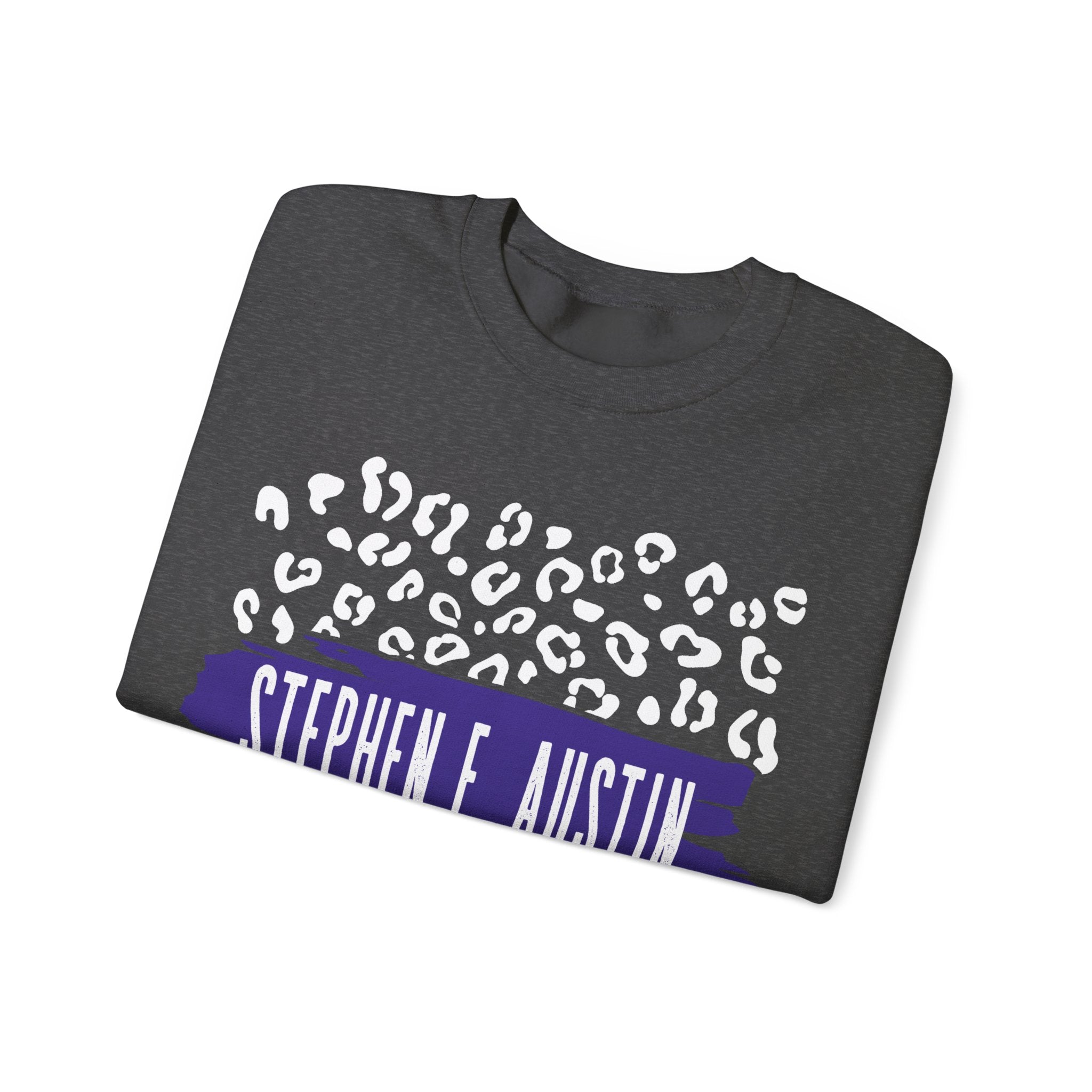 Gildan Unisex Heavy Blend™ Crewneck Collegiate Sweatshirt | SFASU  | LEOPARD Stephen. F. Austin State University