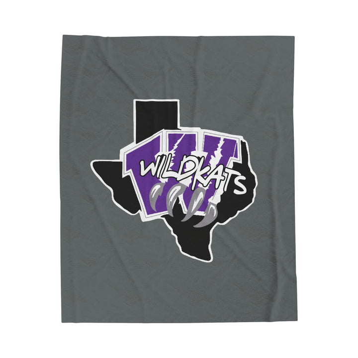 School Spirit Velveteen Blanket | WILLIS BEARKATS | Dark Gray w/ Logo