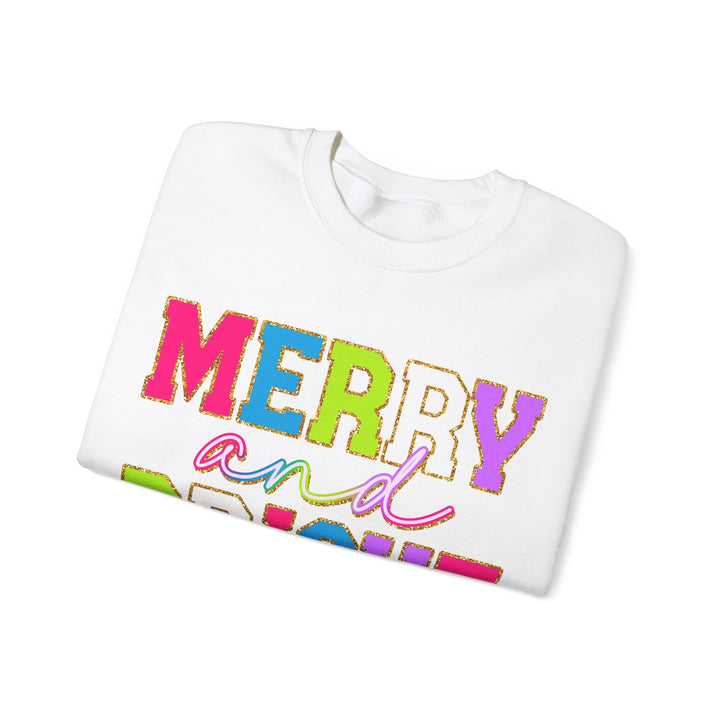 Merry and Bright Gildan Crewneck Sweatshirt | Festive Unisex Pullover for Holiday Celebrations