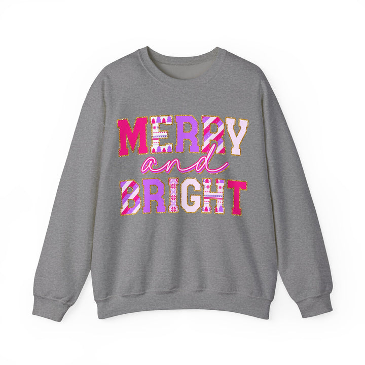 Merry and Bright Gildan Unisex Crewneck Sweatshirt - Festive Holiday Style