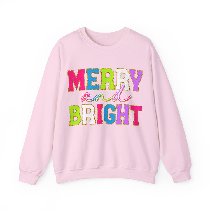 Merry and Bright Gildan Crewneck Sweatshirt | Festive Unisex Pullover for Holiday Celebrations