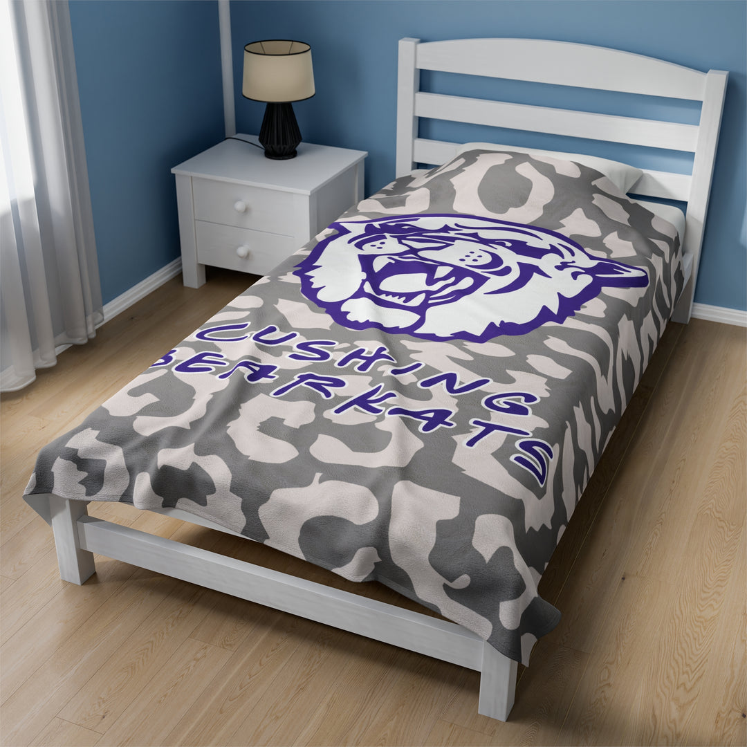 SCHOOL SPIRIT BLANKET | CUSHING BEARKATS | LEOPARD MASCOT