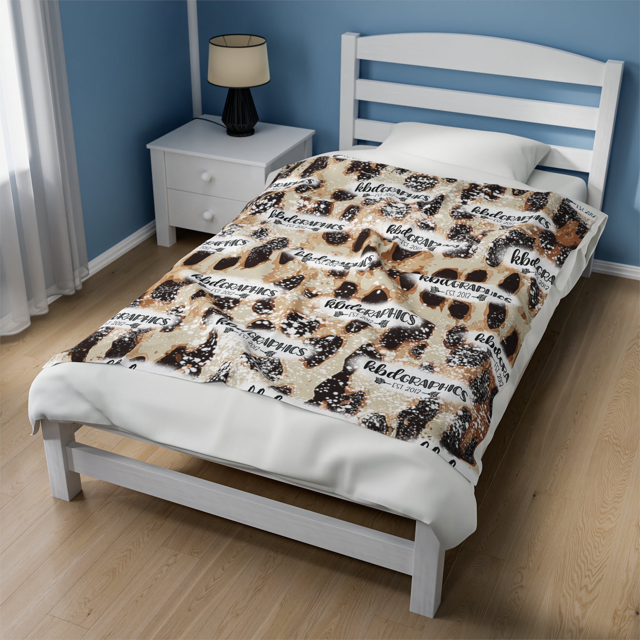 Velveteen Plush Blanket | LEOPARD KBD LOGO