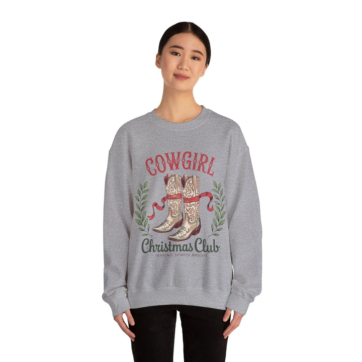 Cowgirl Christmas Club Crewneck Gildan Sweatshirt - Festive Holiday Apparel