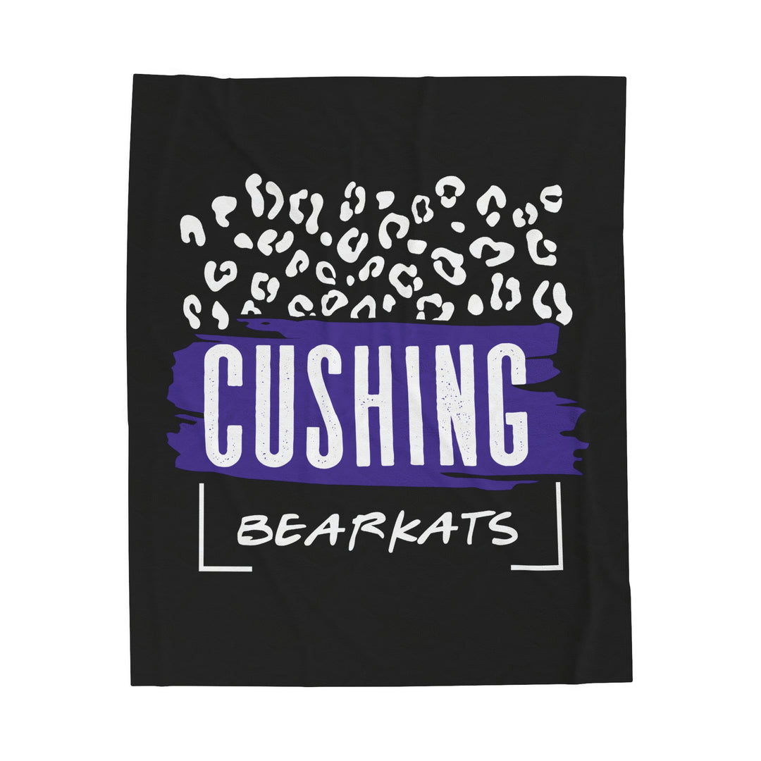 SCHOOL SPIRIT BLANKET | CUSHING BEARKATS | BLACK BLANKET | LEOPARD FRAME
