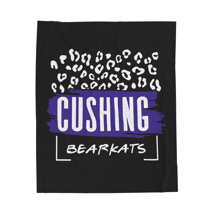 SCHOOL SPIRIT BLANKET | CUSHING BEARKATS | BLACK BLANKET | LEOPARD FRAME