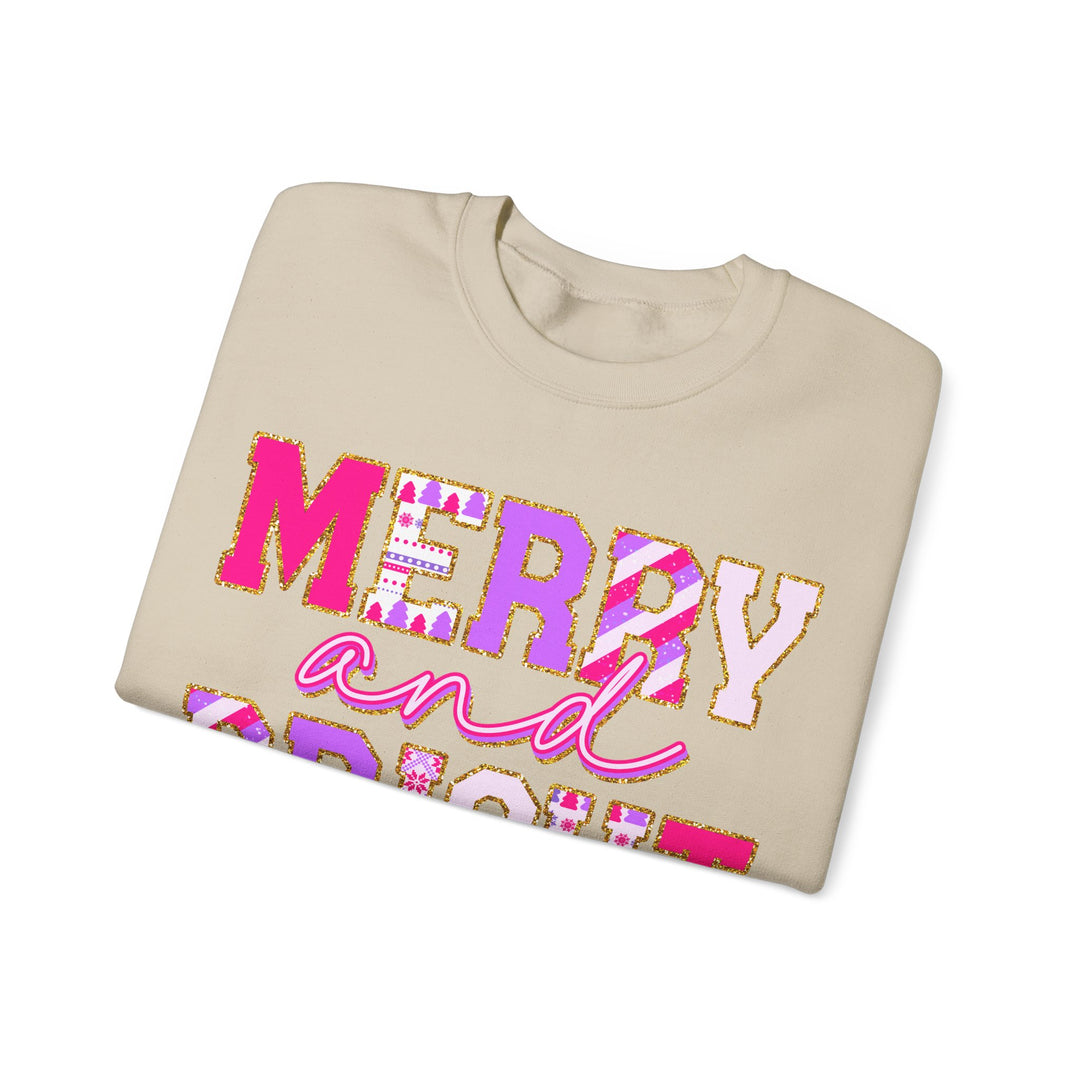 Merry and Bright Gildan Unisex Crewneck Sweatshirt - Festive Holiday Style