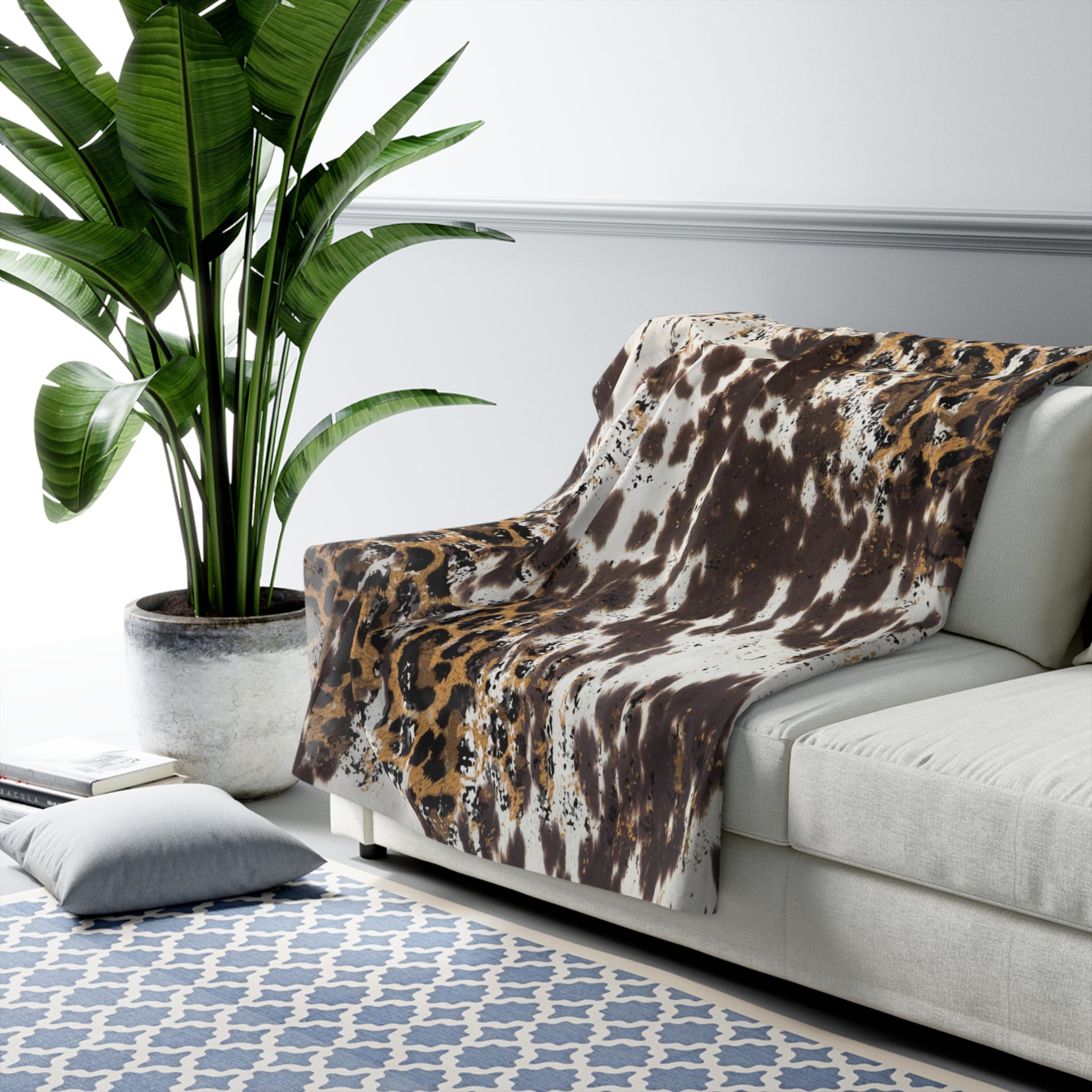 Sherpa Fleece Blanket | LEOPARD COWHIDE