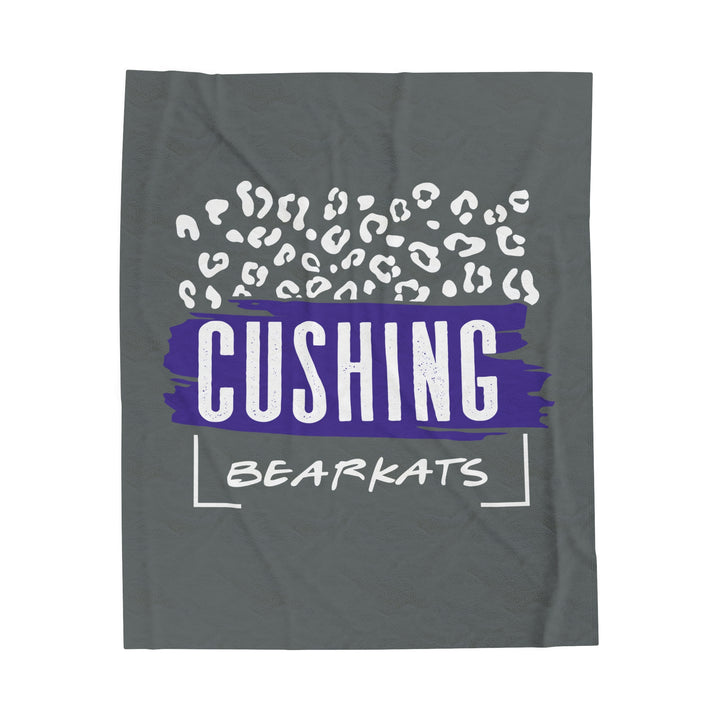 SCHOOL SPIRIT BLANKET | CUSHING BEARKATS | DARK GRAY | WHITE LEOPARD FRAME BLOCK
