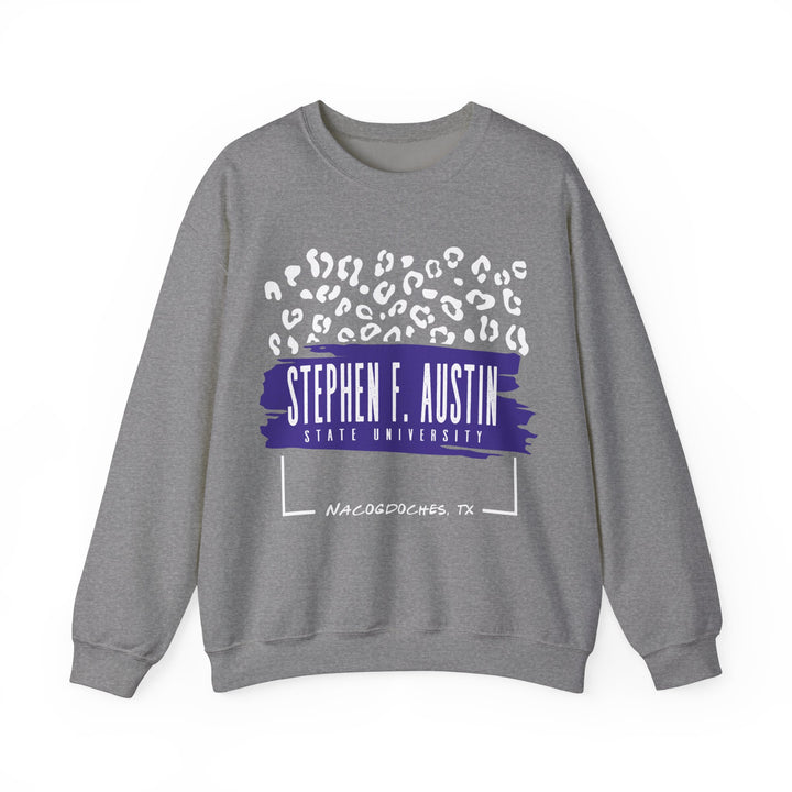 Gildan Unisex Heavy Blend™ Crewneck Collegiate Sweatshirt | SFASU  | LEOPARD Stephen. F. Austin State University