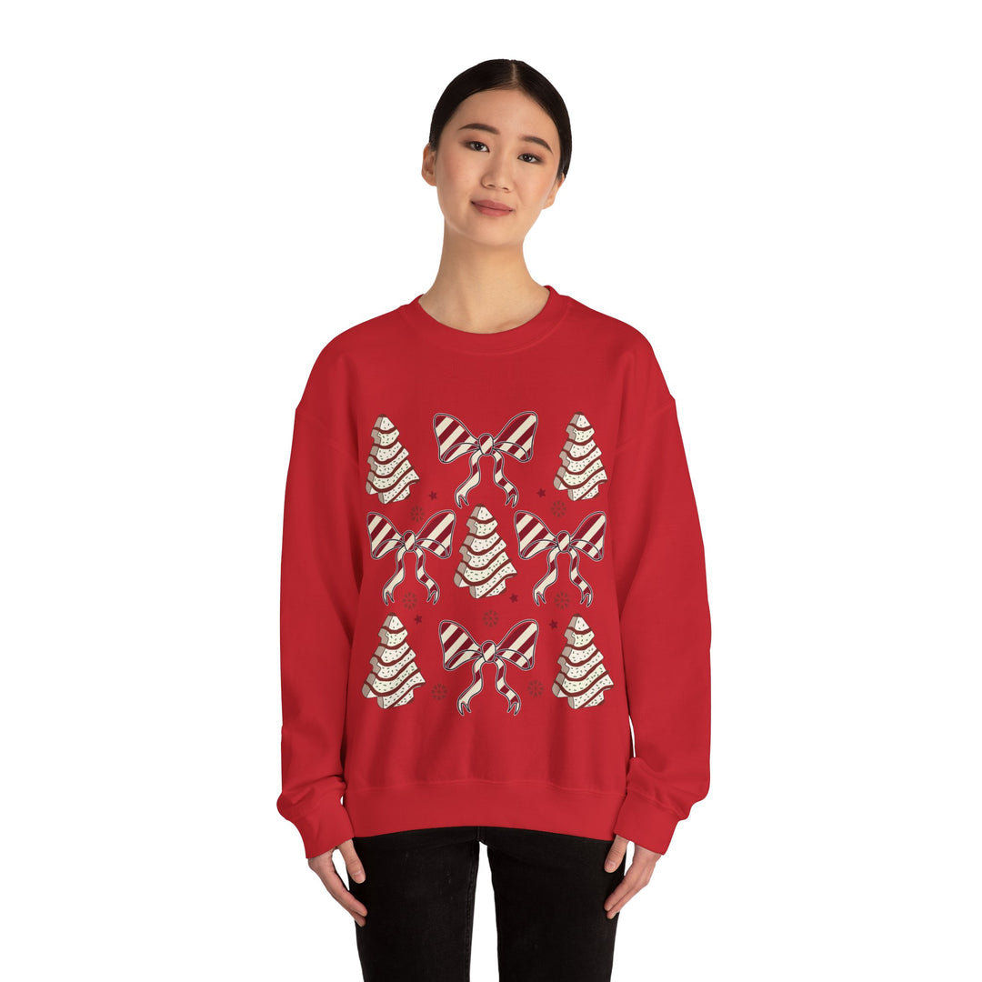 Gildan Cozy Christmas Crewneck Sweatshirt with Festive Trees & Bows