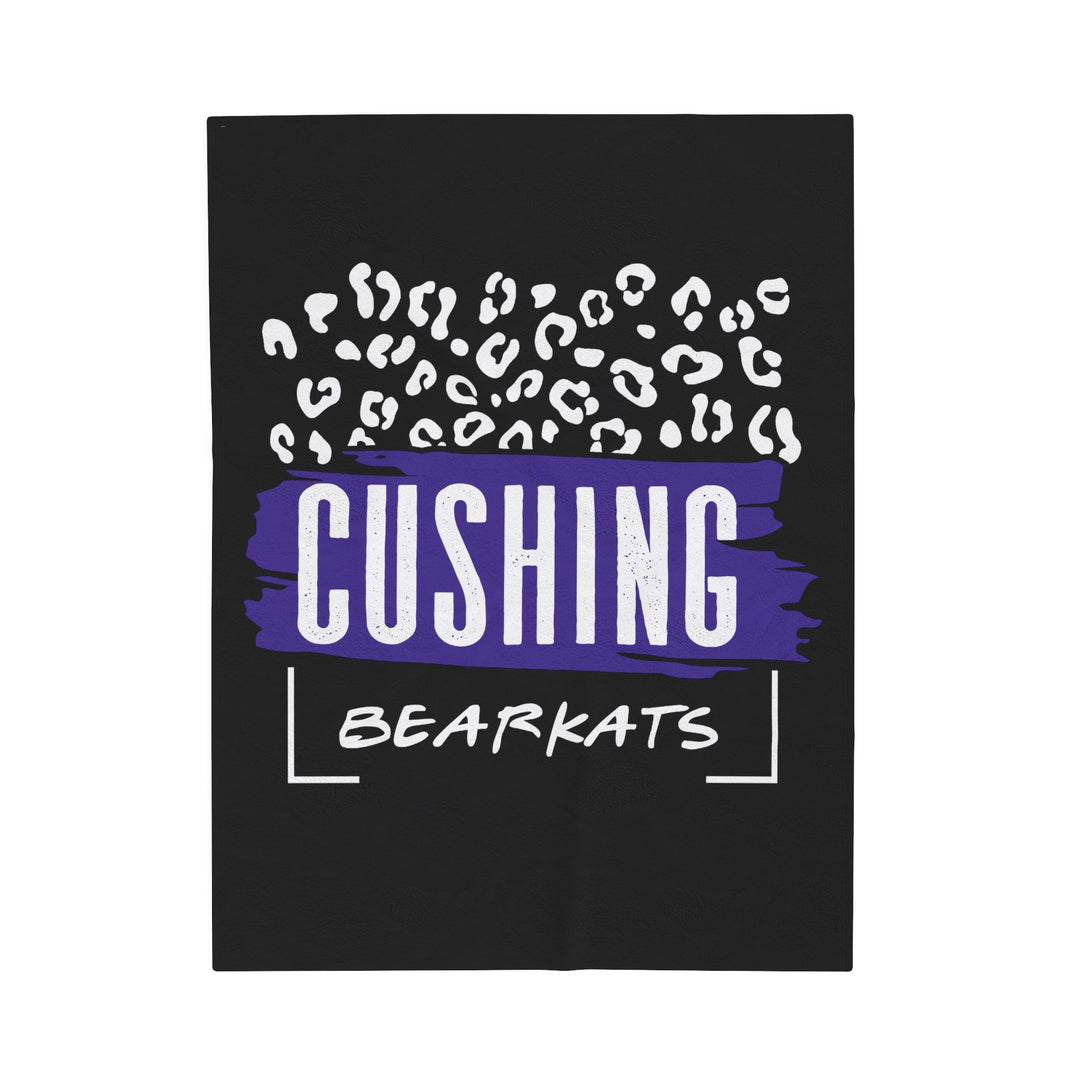 SCHOOL SPIRIT BLANKET | CUSHING BEARKATS | BLACK BLANKET | LEOPARD FRAME