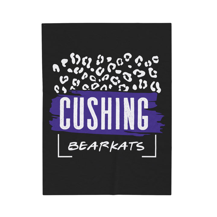 SCHOOL SPIRIT BLANKET | CUSHING BEARKATS | BLACK BLANKET | LEOPARD FRAME