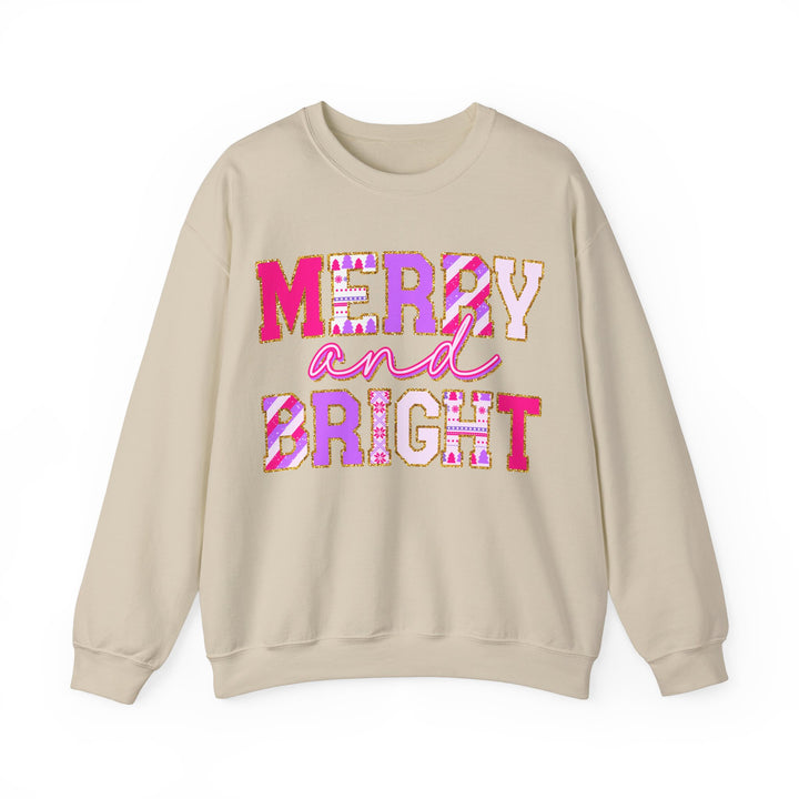 Merry and Bright Gildan Unisex Crewneck Sweatshirt - Festive Holiday Style