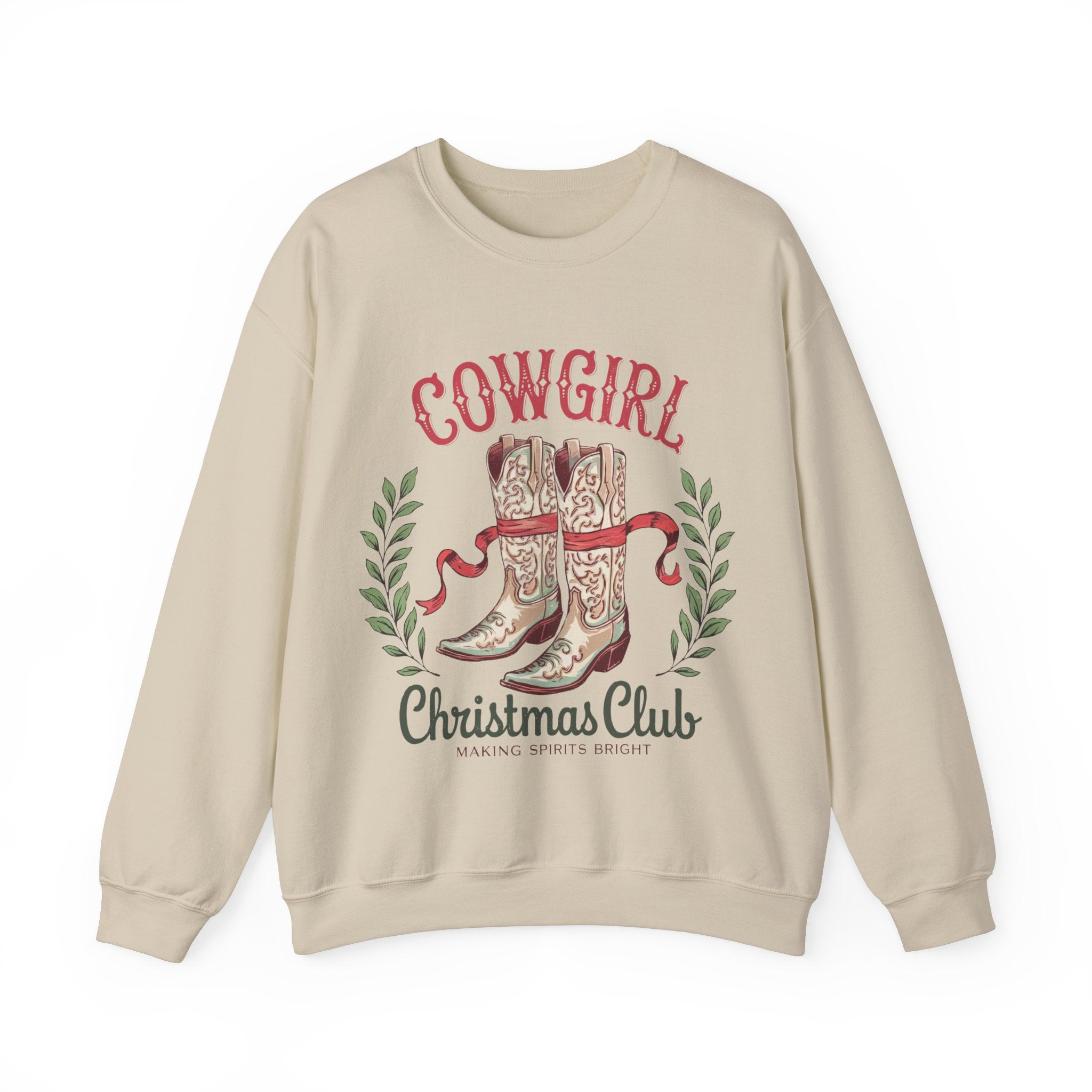 Cowgirl Christmas Club Crewneck Gildan Sweatshirt - Festive Holiday Apparel