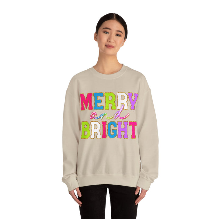 Merry and Bright Gildan Crewneck Sweatshirt | Festive Unisex Pullover for Holiday Celebrations