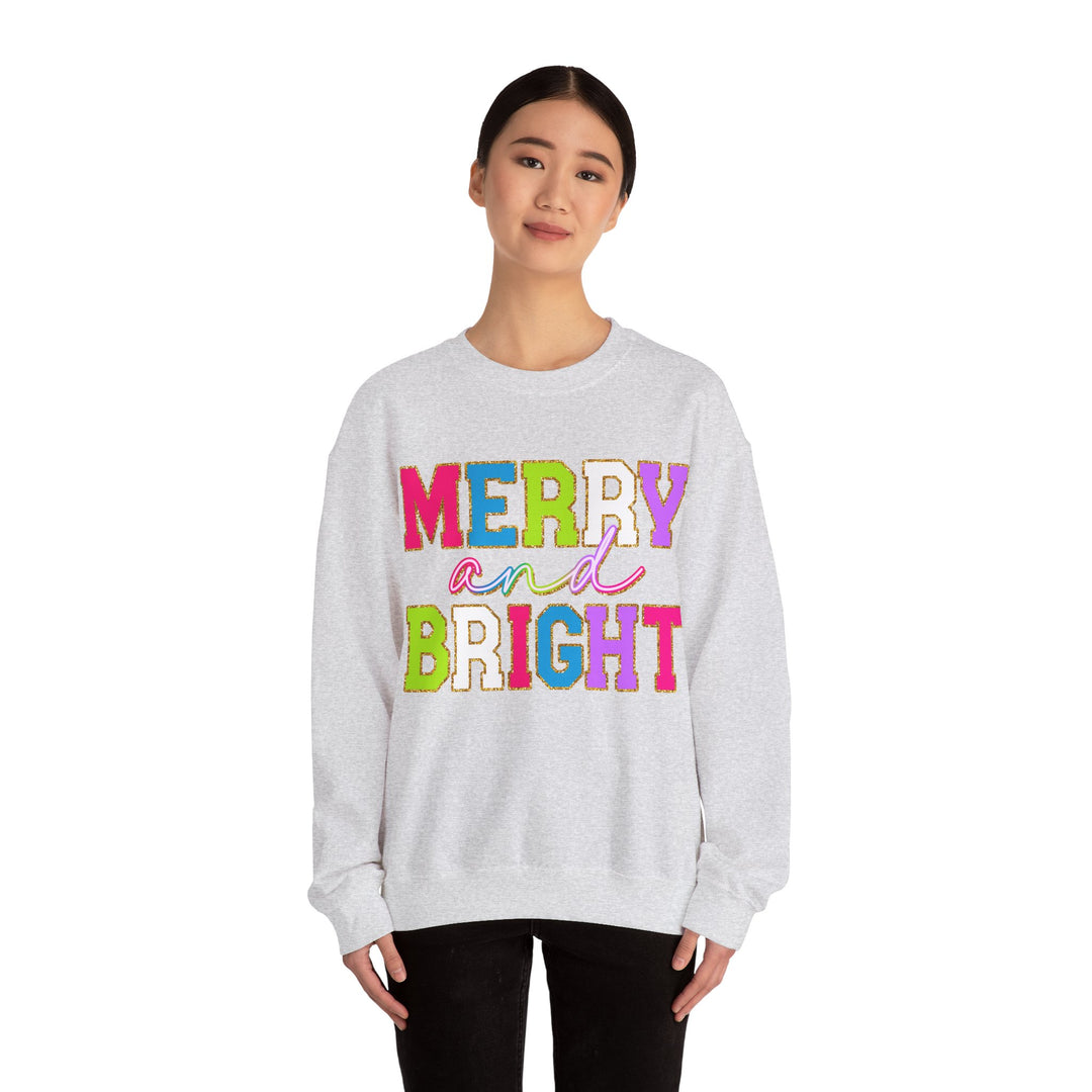 Merry and Bright Gildan Crewneck Sweatshirt | Festive Unisex Pullover for Holiday Celebrations