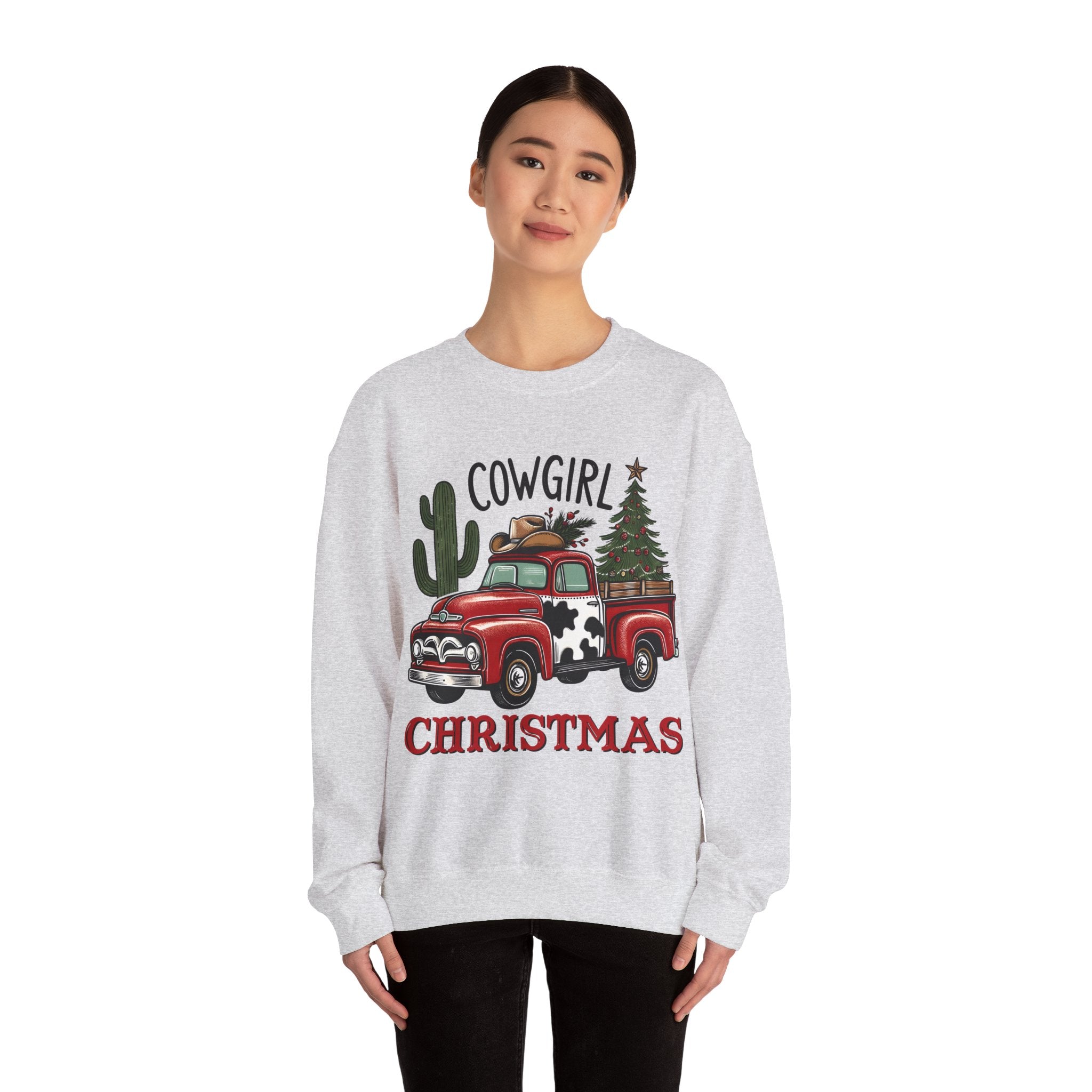 Gildan Cowgirl Christmas Sweatshirt | Unisex Heavy Blend Crewneck
