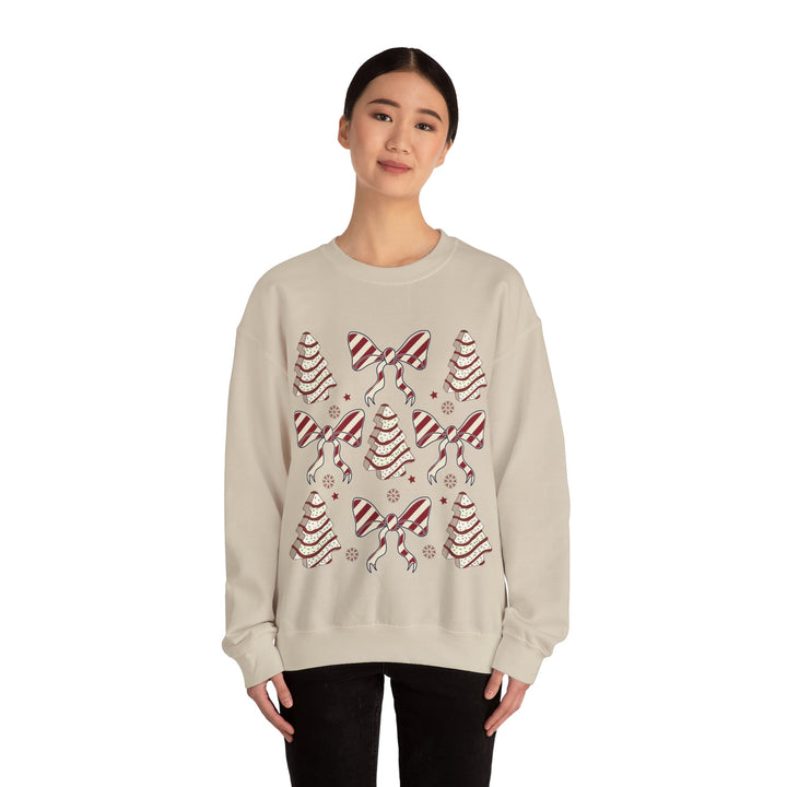 Gildan Cozy Christmas Crewneck Sweatshirt with Festive Trees & Bows