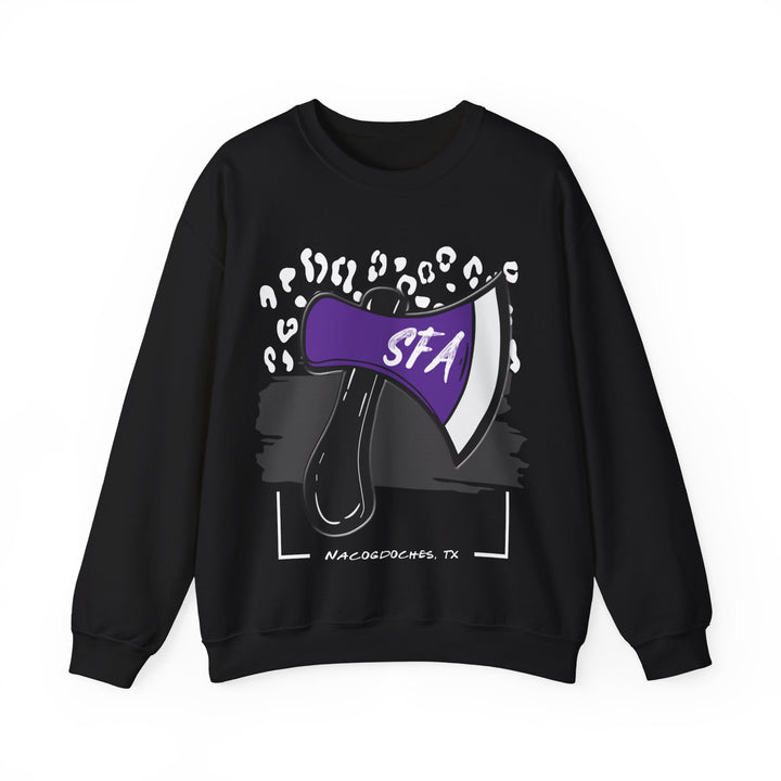 Gildan Unisex Heavy Blend™ Crewneck Collegiate Sweatshirt | SFASU  | LEOPARD AXE SFA