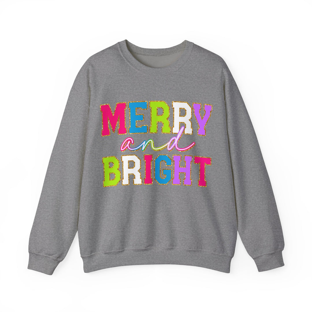 Merry and Bright Gildan Crewneck Sweatshirt | Festive Unisex Pullover for Holiday Celebrations