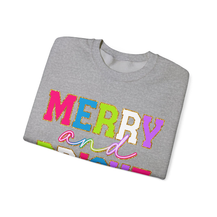 Merry and Bright Gildan Crewneck Sweatshirt | Festive Unisex Pullover for Holiday Celebrations