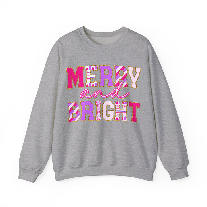 Merry and Bright Gildan Unisex Crewneck Sweatshirt - Festive Holiday Style