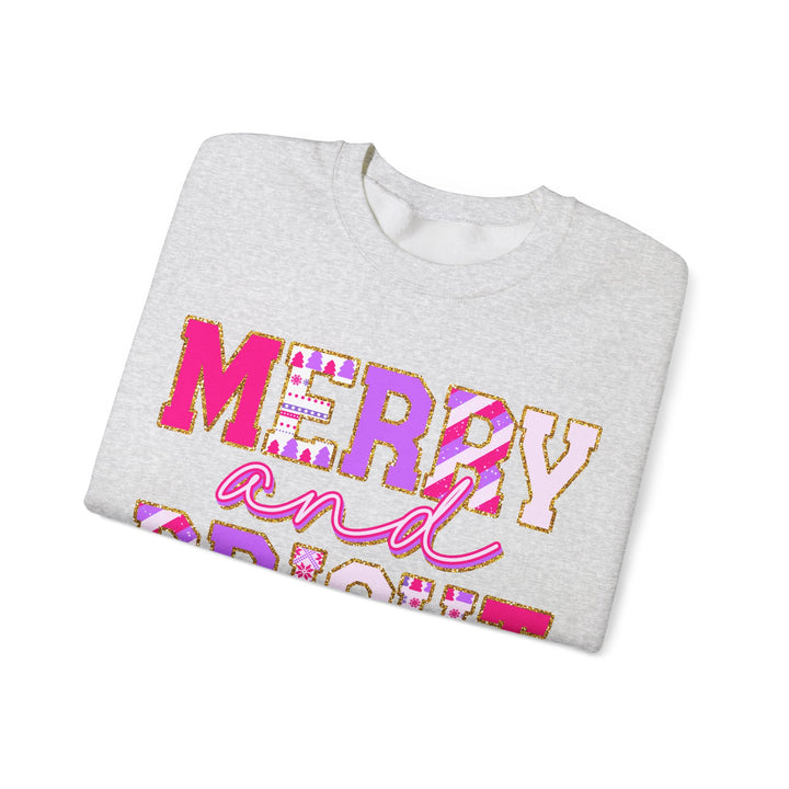 Merry and Bright Gildan Unisex Crewneck Sweatshirt - Festive Holiday Style