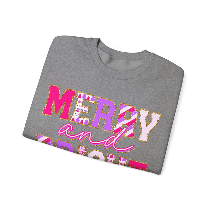Merry and Bright Gildan Unisex Crewneck Sweatshirt - Festive Holiday Style